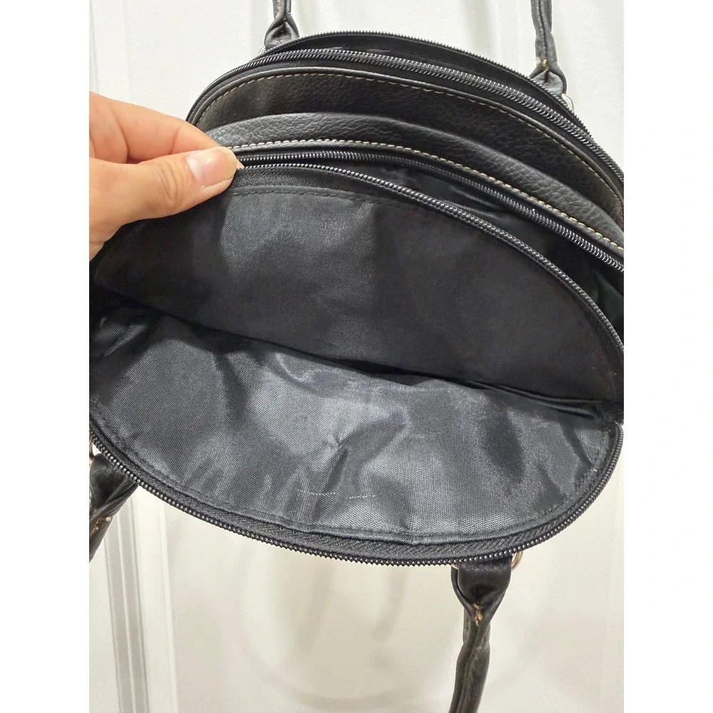 KOLTOV Black Faux Leather Satchel Handbag Shoulder‎ Bag Purse